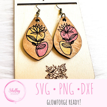 Minimalistic Floral Earrings Set SVG