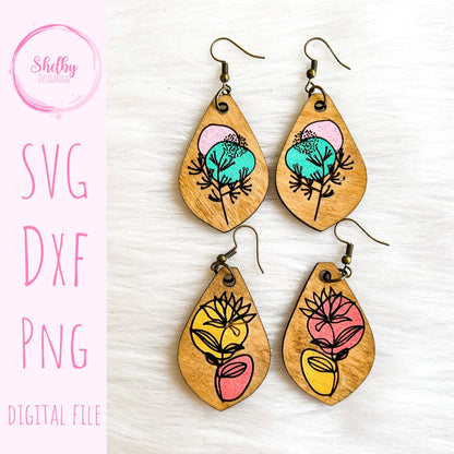 Minimalistic Floral Earrings Set SVG