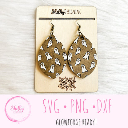 Teardrop Ghost Dangle Earrings SVG