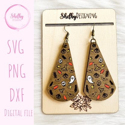 Halloween Dangles Wood Earrings SVG