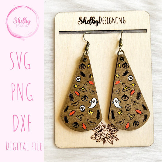 Halloween Dangles Wood Earrings SVG