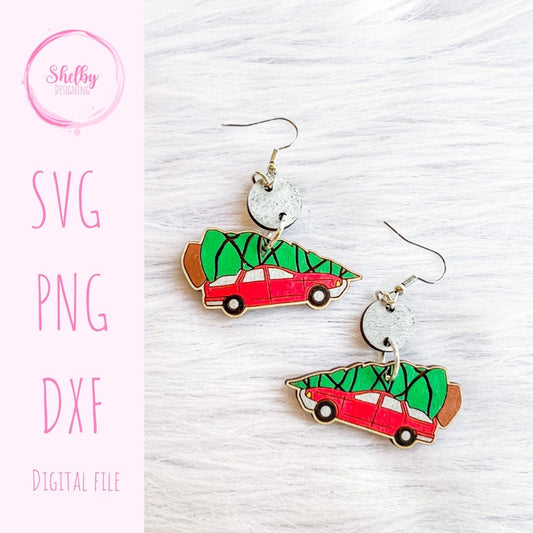 Christmas Vacation Car Tree Dangle Earring SVG