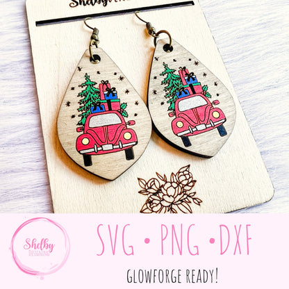 Christmas Truck W/ Tree Dangle Earrings SVG