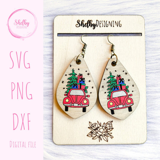 Christmas Truck W/ Tree Dangle Earrings SVG