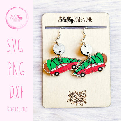 Christmas Vacation Car Tree Dangle Earring SVG