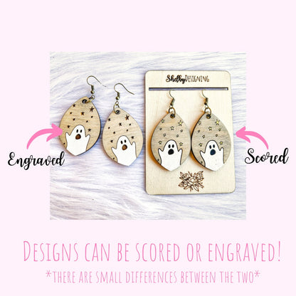 Ghost & Stars Dangle Earrings SVG
