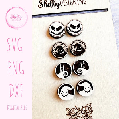 Nightmare Before Christmas Stud Earring Bundle SVG