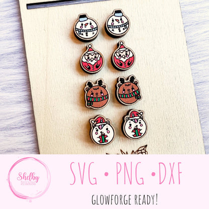 Circle Christmas Stud Earring Set SVG