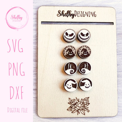 Nightmare Before Christmas Stud Earring Bundle SVG