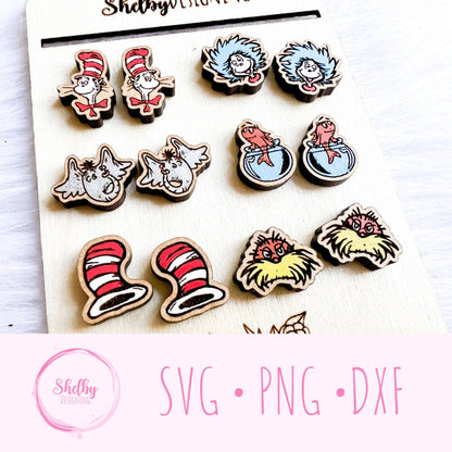 Cat in the Hat Stud Earrings Bundle SVG