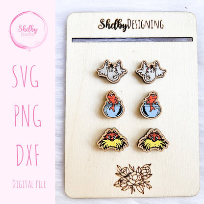 Dr Seuss Characters Stud Earrings Set SVG