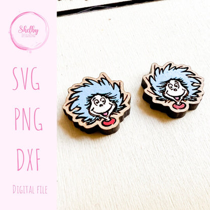 Thing 1 Thing 2 Stud Earrings SVG