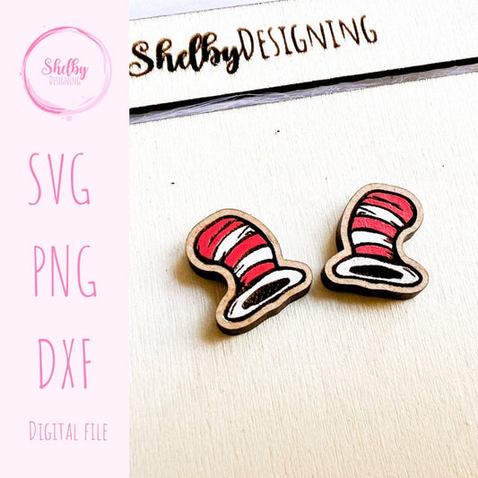 Cat in the Hat Hat Stud Earring SVG