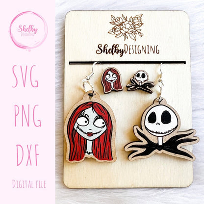 Jack & Sally Dangle/Stud Earring SVG