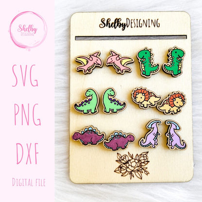 Cute Dino Stud Earrings Bundle SVG