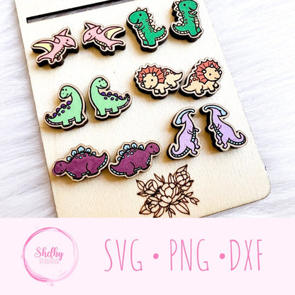 Cute Dino Stud Earrings Bundle SVG