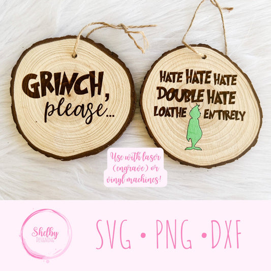 Grinch Please Christmas Ornament Set SVG