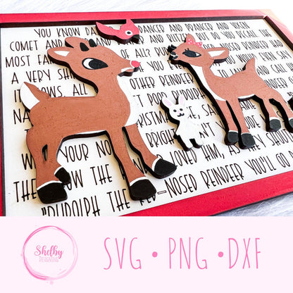 Rudolph The Red Nosed Reindeer Layered Sign SVG