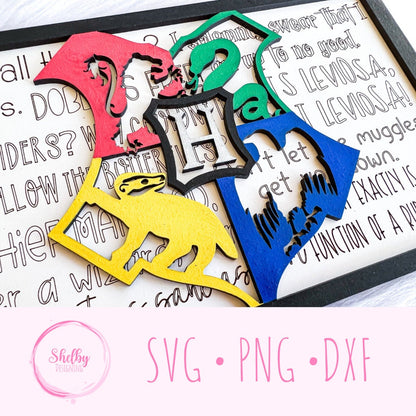 Hogwarts Crest Layered Quote Sign SVG File, Glow