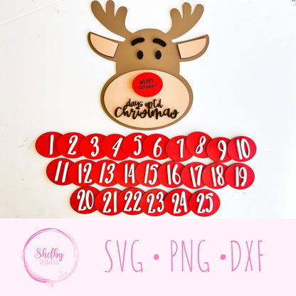 Rudolph Christmas Countdown Sign SVG
