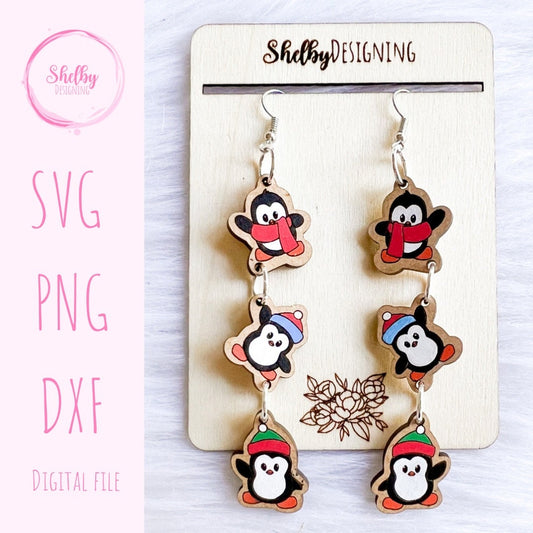 Penguin Dangle Earrings SVG