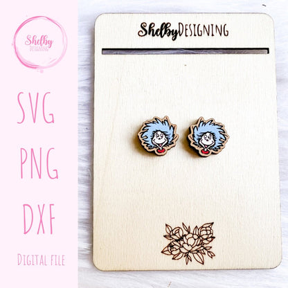 Thing 1 Thing 2 Stud Earrings SVG