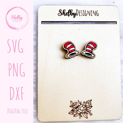 Cat in the Hat Hat Stud Earring SVG