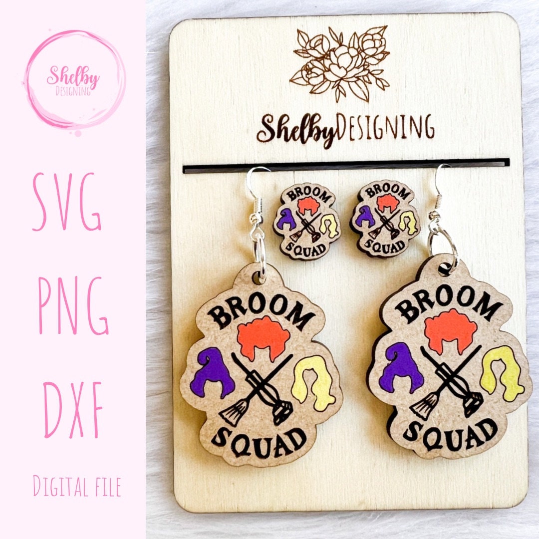 Broom Squad Dangle/Stud Earrings SVG