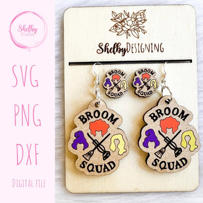 Broom Squad Dangle/Stud Earrings SVG