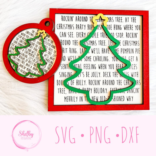 Rockin Around The Christmas Tree Song Layered Sign And Ornament SVG