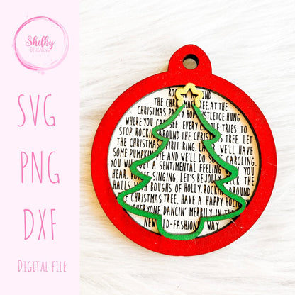 Rockin Around The Christmas Tree Song Layered Ornament SVG