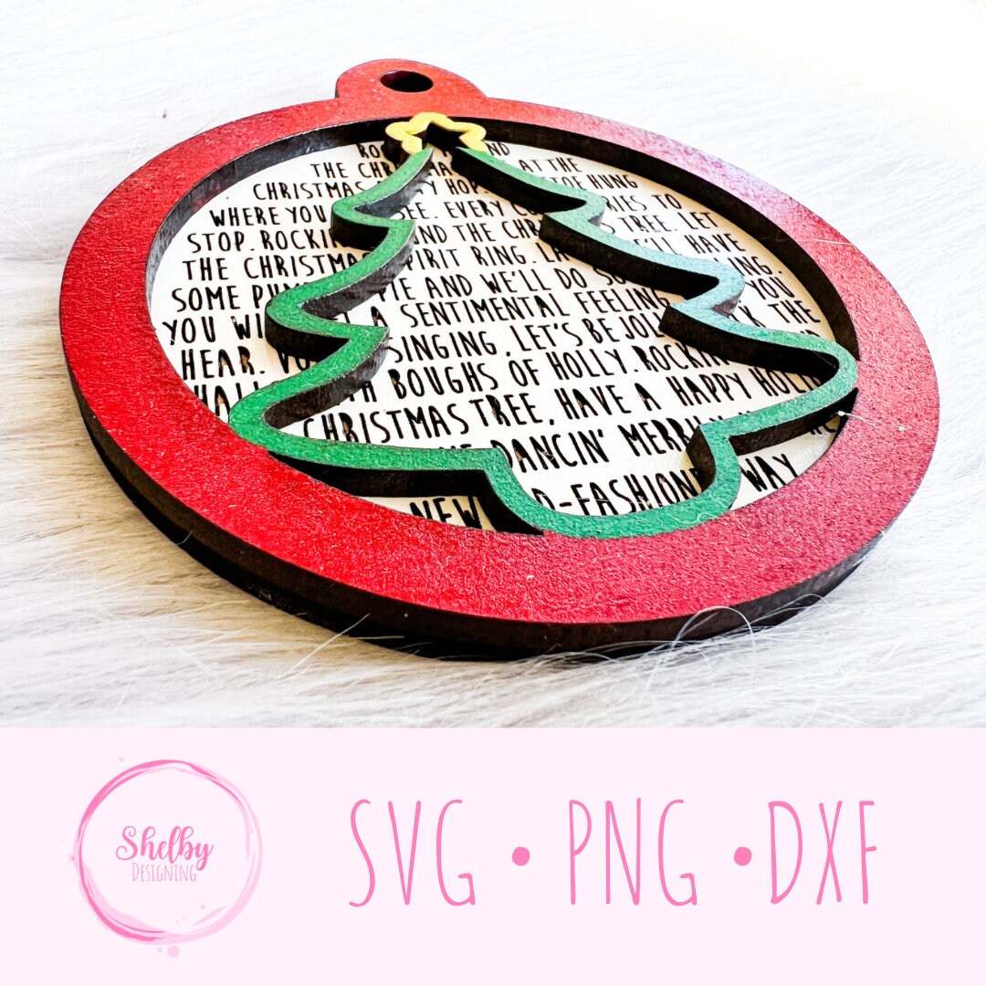 Rockin Around The Christmas Tree Song Layered Ornament SVG