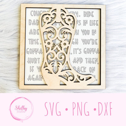 Cowgirls Don't Cry Layered Song Sign SVG