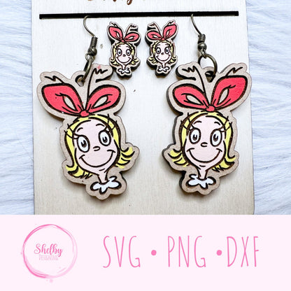 Cindy Lou Who Stud/Dangle Earrings SVG
