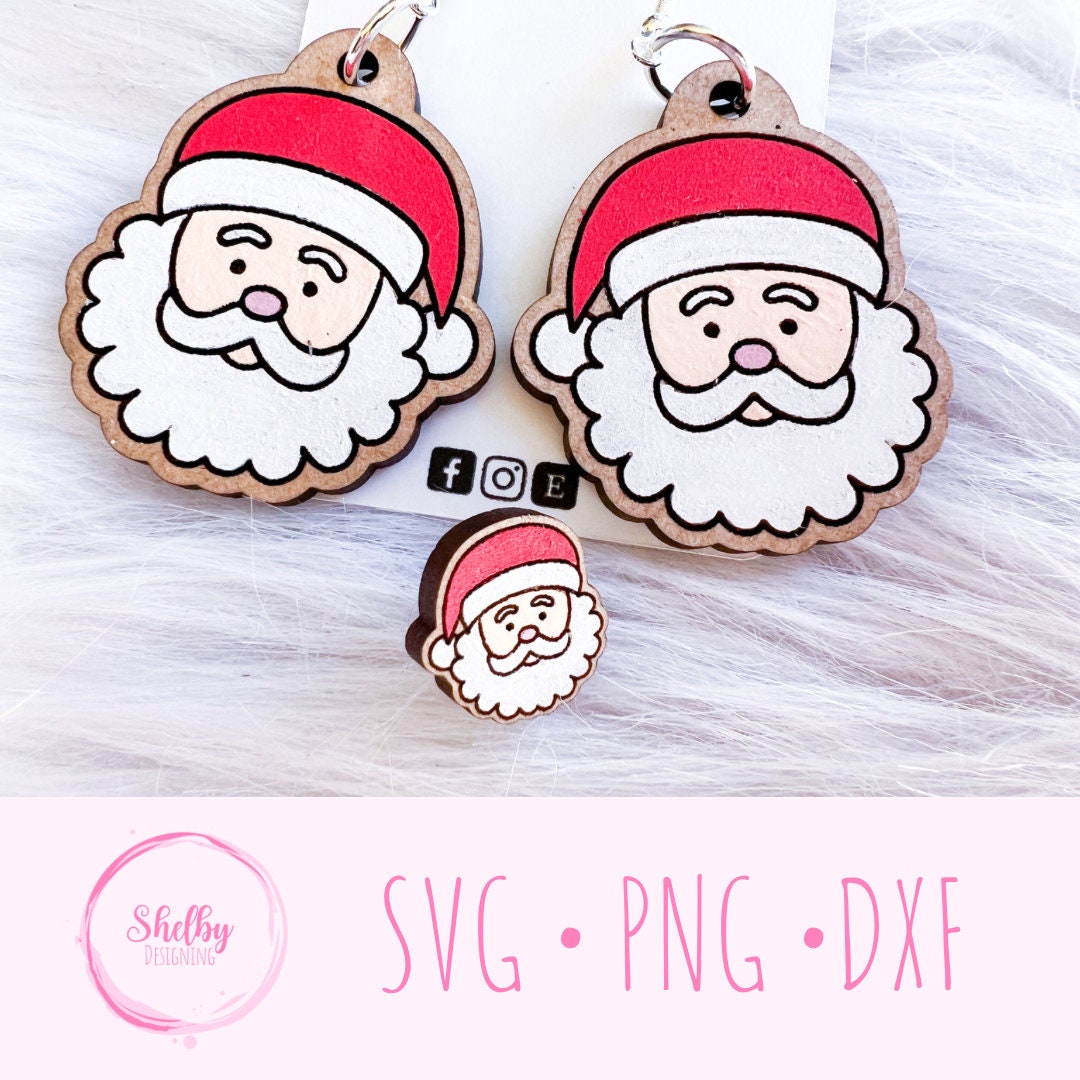 Christmas Santa Head Stud/Dangle Earrings SVG
