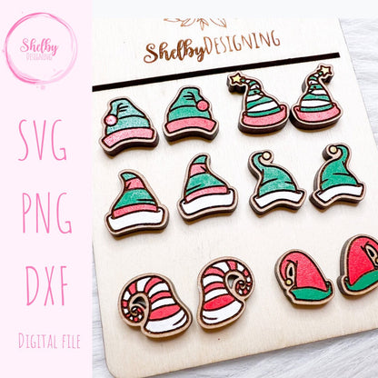 Christmas Elf Hat Stud Earrings Bundle SVG
