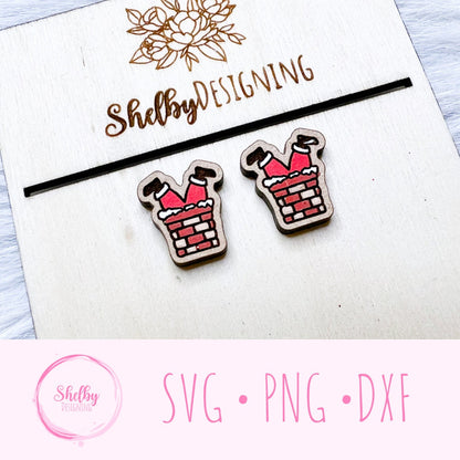 Santa Chimney Stud Earrings SVG
