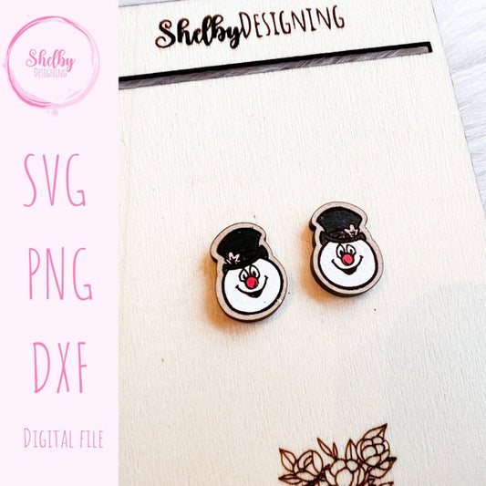 Frosty The Snowman Stud Earrings SVG