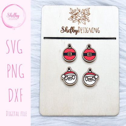 Santa Ornament Stud Earring Set SVG