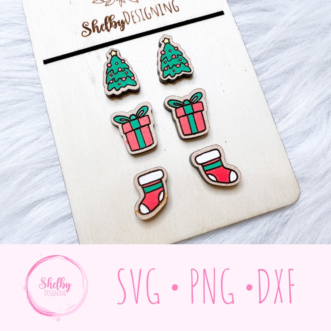 Christmas Items Stud Earrings SVG