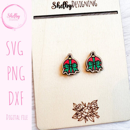 Christmas Present Ornament Stud Earrings SVG