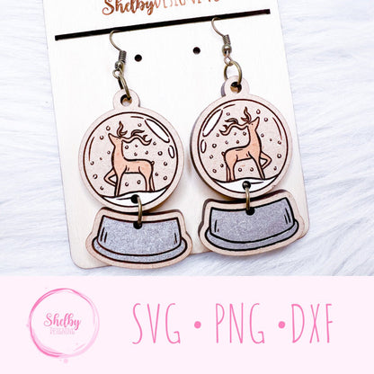Christmas Snow Globe Dangle Earrings SVG