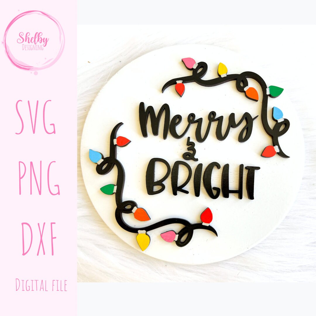 Merry And Bright Circle Sign SVG