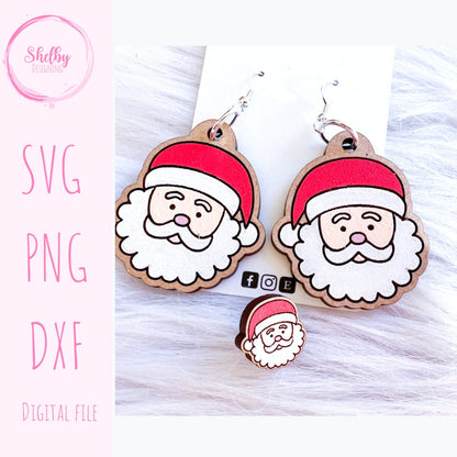 Christmas Santa Head Stud/Dangle Earrings SVG