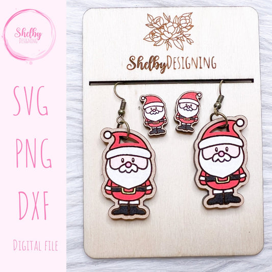 Christmas Santa Claus Stud/Dangle Earrings SVG