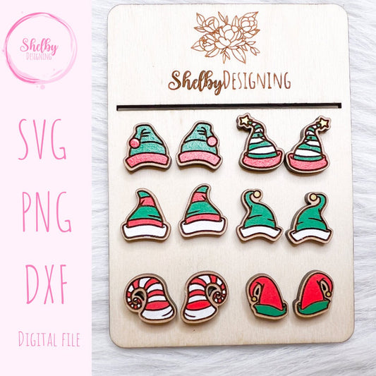 Christmas Elf Hat Stud Earrings Bundle SVG
