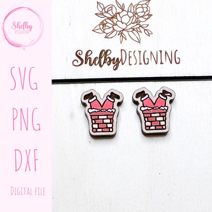 Santa Chimney Stud Earrings SVG