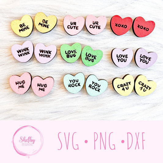 Candy Heart Stud Earrings Bundle SVG