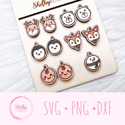 Christmas Ornament Stud Earring Bundle SVG