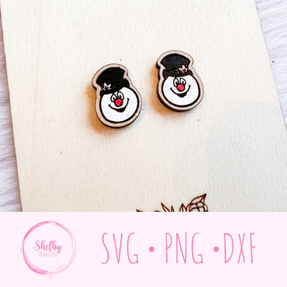 Frosty The Snowman Stud Earrings SVG